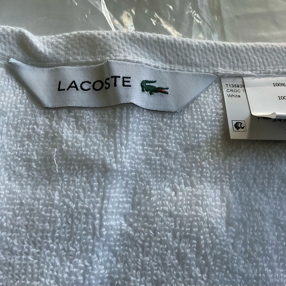 LACOSTE White 2 Hand Wash Towels 100% Cotton-New In Package